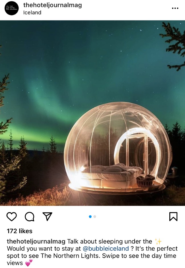 bubble hotel in iceland